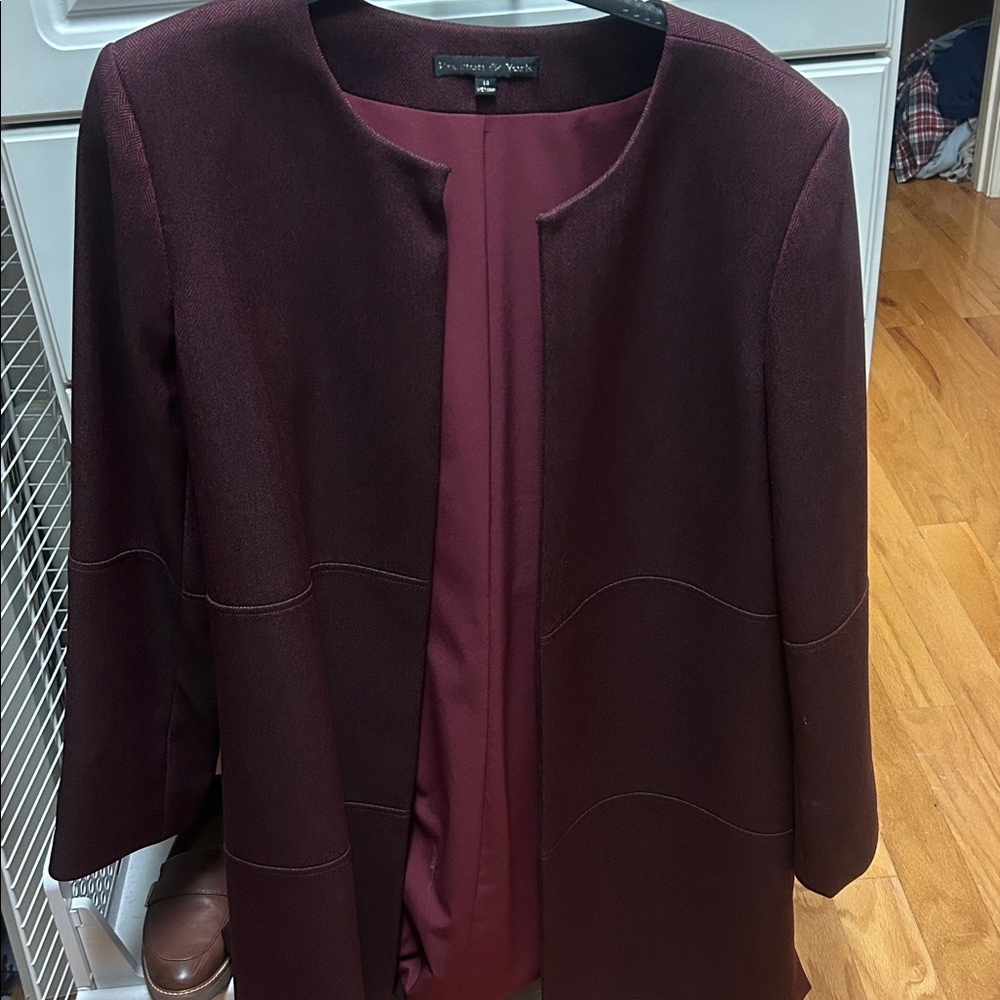 Burgundy Open Front Coat